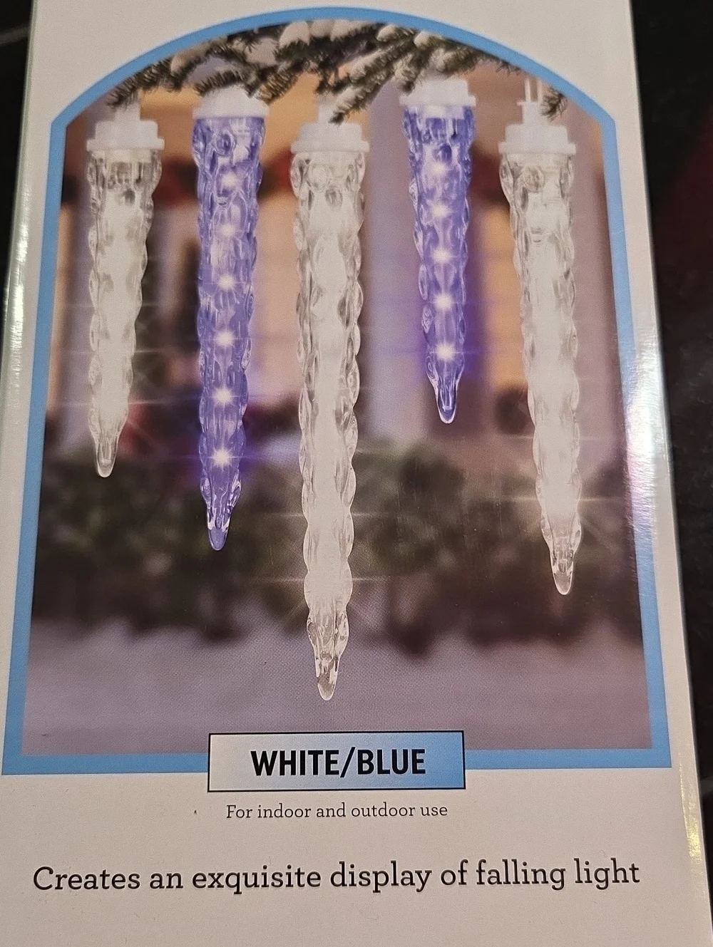 NEW Set Of 2 ShootingStar White/Blue Icicle Light String - 10 Icicles